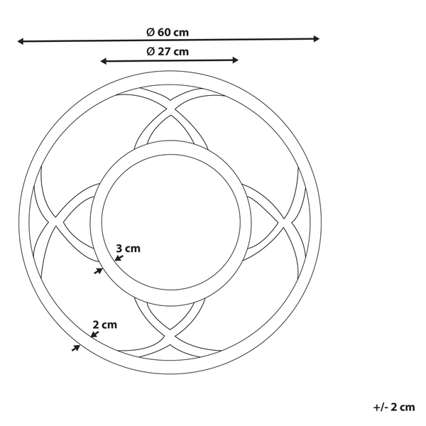 Kreisornament mit Maßangaben: Durchmesser 60 Zentimeter und 27 Zentimeter
