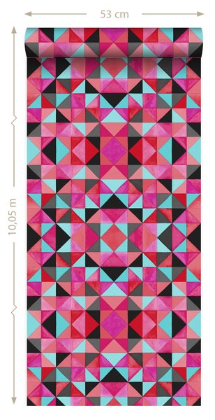 Origin Wallcoverings Tapete kubistisches Muster Rot und Blau - 53 cm x 10.05 m - 346911