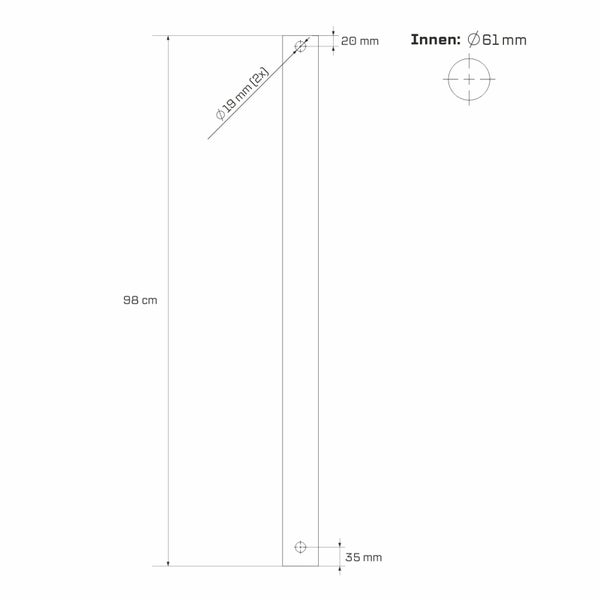 MAXERIO® 98x6 cm Eindrehhilfe + XXL-Eindrehstange für Schraubfundament Bodenhülse Erdanker Erdschraube Erdschraubenfundament Bodenanker Schraubanker Fundament für Gartenhaus Terrasse Sauna Gewächshaus