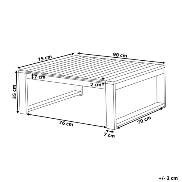 Outdoor Couchtisch TIMOR 90 cm 75 cm zertifiziertes Akazienholz Dunkelbraun