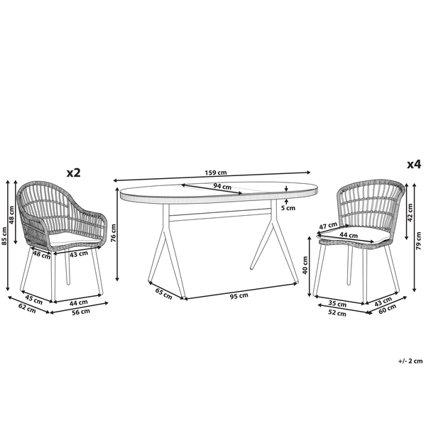 Gartenmöbel Set 6-Sitzer ALIANO inkl. Kissen Polyrattan Pastellrosa