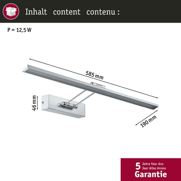 Galeria LED Bilderleuchte Beam 2700K 1050lm 230V 11W Nickel gebürstet, Chrom