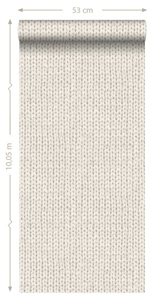 ESTAhome Tapete Strickmuster Beige - 53 cm x 10.05 m - 137720