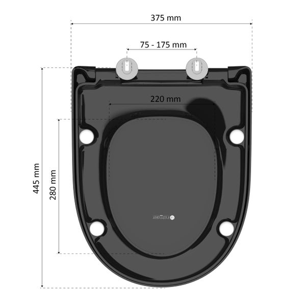 instmaier WC Sitz | Made in Germany | Toilettendeckel mit Absenkautomatik | Klobrille Schwarz Glanz | D-Form | mit Schnellverschluss | Duroplast