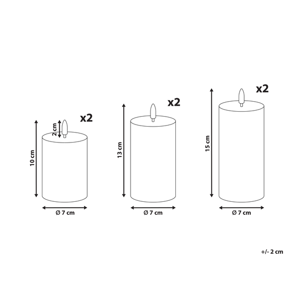 Abmessungen LED Kerzen Set