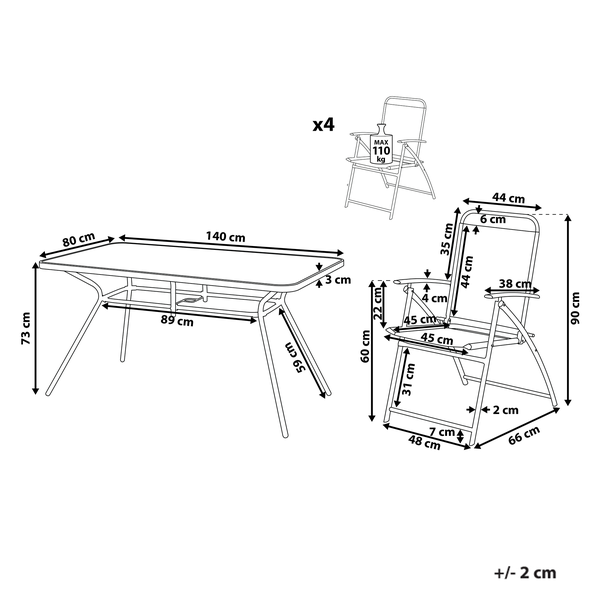 Gartenmöbel Set 6-Sitzer LIVO Metall Schwarz