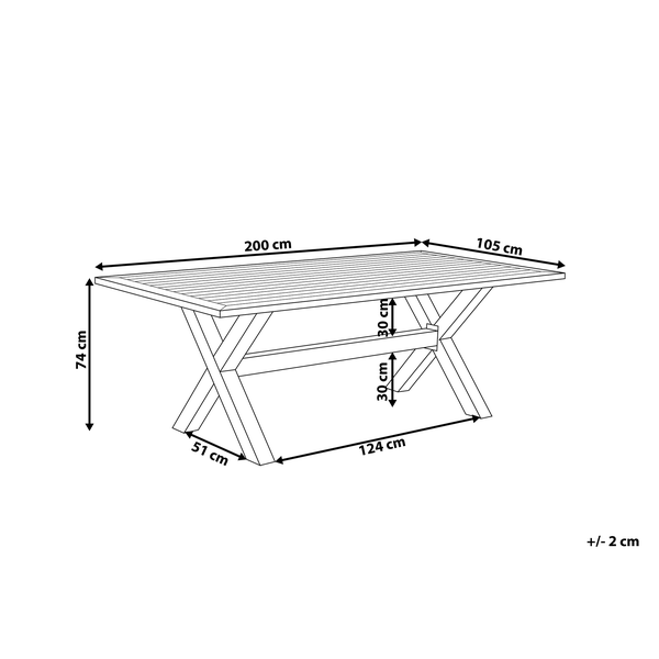 Gartentisch CASCAIS 200 cm 105 cm Metall Grau