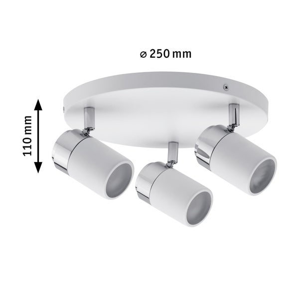 Spotlight Zyli IP44 GU10 230V max. 3x10W dimmbar Weiß, Chrom