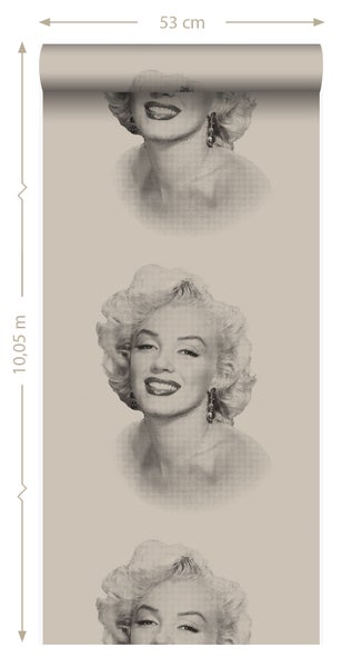 Origin Wallcoverings Tapete Marilyn Monroe Grau und Schwarz - 53 cm x 10.05 m - 326350