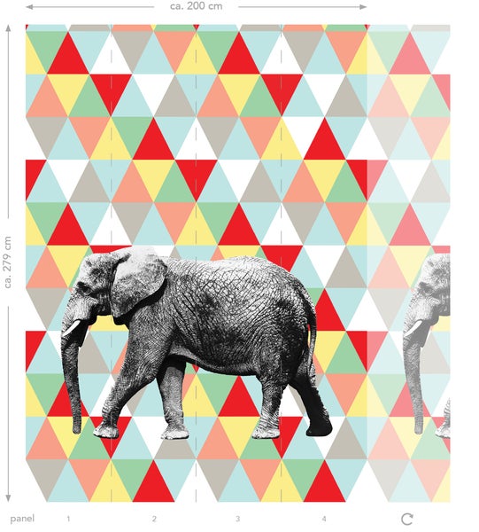ESTAhome Fototapete Elefant Multicolor - 200 x 279 cm - 158707