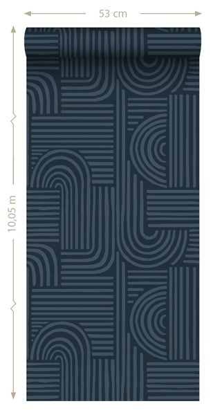 ESTAhome Tapete 3D-Muster Dunkelblau - 53 cm x 10.05 m - 139939