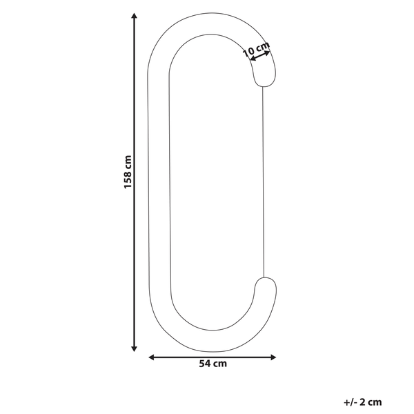 Technische Zeichnung eines Türgriffs mit Maßen 158 cm Höhe, 54 cm Breite und 10 cm Tiefe