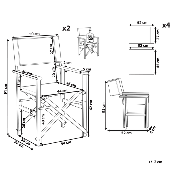 Gartenstuhl 2er Set CINE Akazienholz Grün