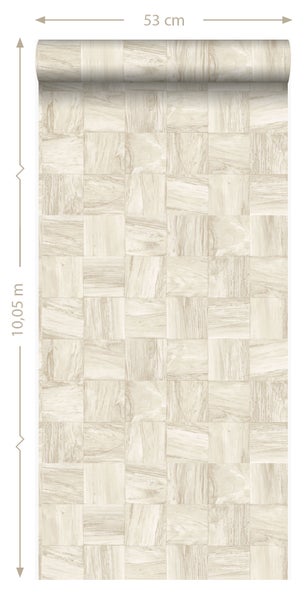Origin Wallcoverings Tapete quadratische Holzstücke Beige - 53 cm x 10.05 m - 347517