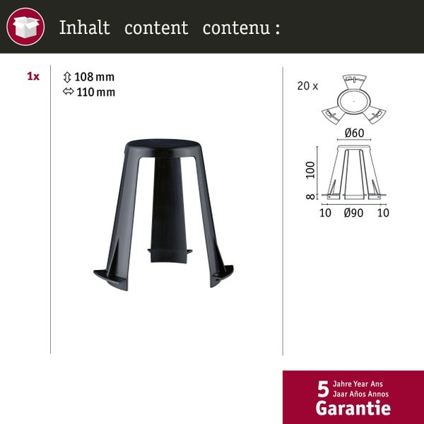 Einbauleuchten Zubehör Abstandshalter für Einbauleuchten 62 - 90mm 20er-Set Schwarz