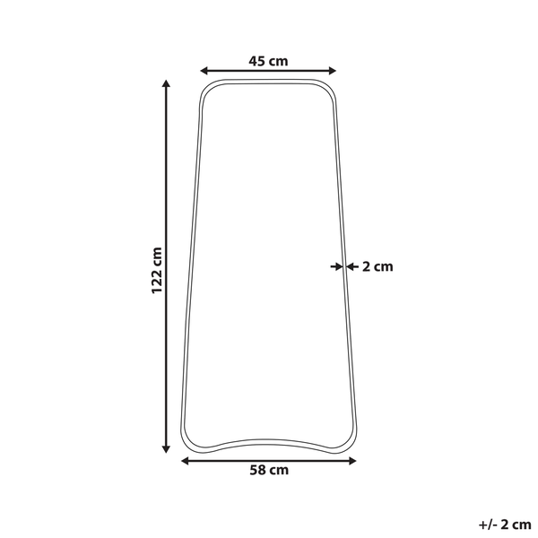 Rückseite eines trapezförmigen Spiegels mit goldenem Rahmen und Aufhängern