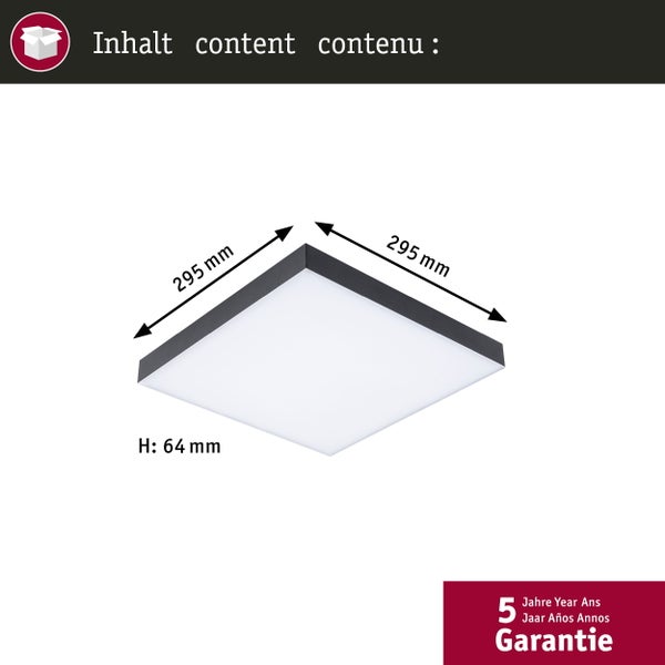 LED Panel Velora Rainbow dynamicRGBW eckig 295x295mm 13,2W 1140lm RGB+ Schwarz dimmbar