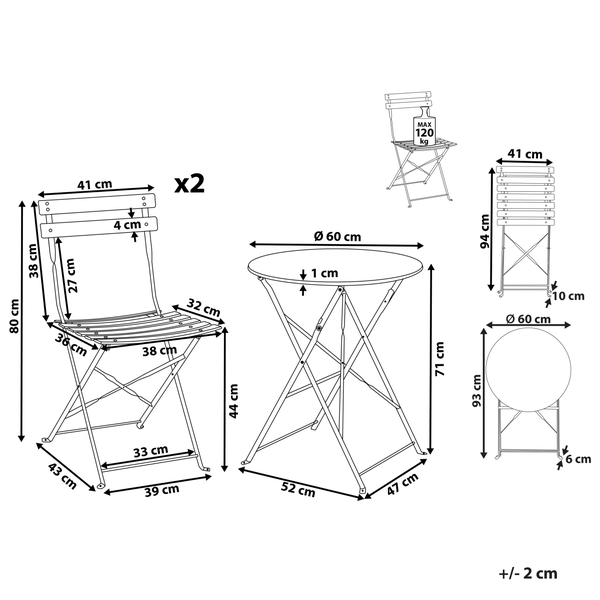 Bistro Set klappbar FIORI Metall Rot