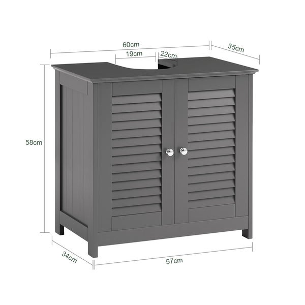 Waschtischunterschrank mit Maßen.