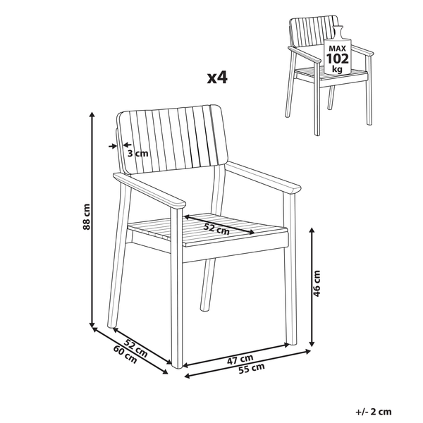 Gartenstuhl 4er Set AGELLO Akazienholz Braun
