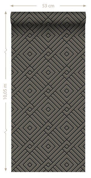Origin Wallcoverings Tapete 3D grafisches Motiv Taupe und Schwarz - 50 x 900 cm - 347980