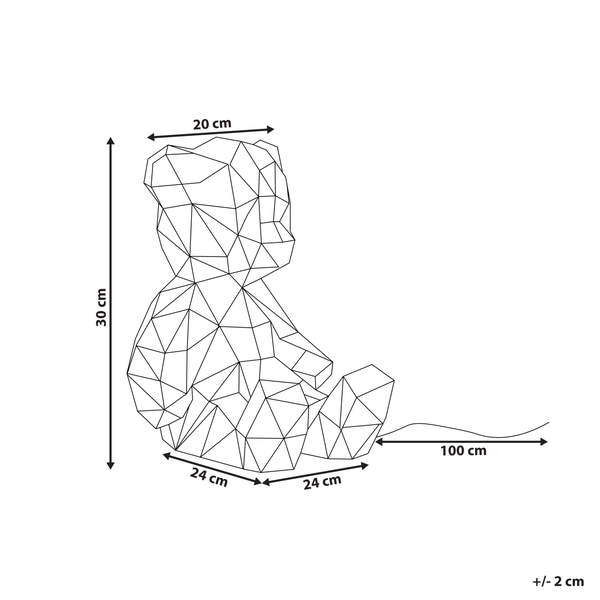 Bärenfigur mit geometrischem Muster, Maße: 30 cm hoch, 20 cm breit, 24 cm tief, Kabellänge 100 cm