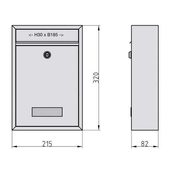 BASI Edelstahl Briefkasten BK 100 mit Namensschild inklusive Befestigungsmaterial und 2 Zylinderschlüsseln Einwurf DIN B5 Batteriemontage möglich