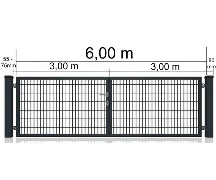 Doppelflügeltor Anthrazit 6000 x 800 mm