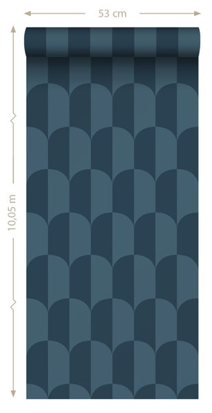 ESTAhome Tapete Art Decó Muster Dunkelblau - 53 cm x 10.05 m - 139990