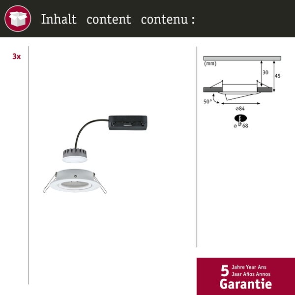 LED Einbauleuchte Nova Plus Coin Basisset schwenkbar rund 84mm 50° Coin 3x6W 3x470lm 230V dimmbar 2700K Weiß matt