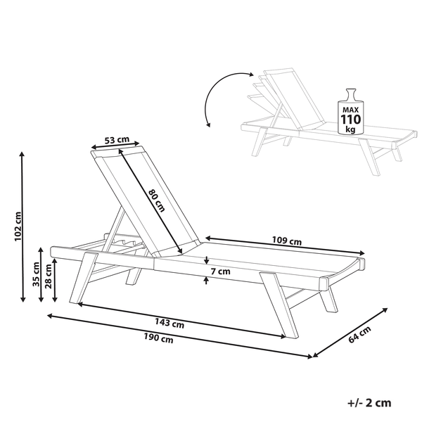 Sonnenliege PROSSEDI Akazienholz Grün
