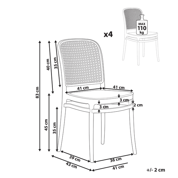 Esszimmerstuhl 4er Set PLOSE Beige