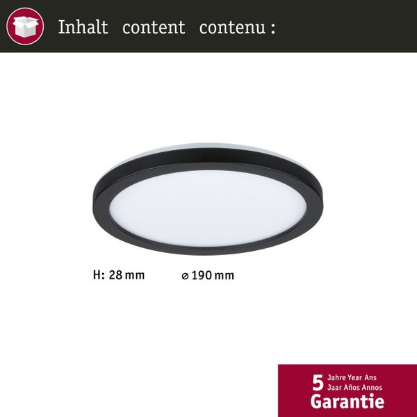 LED Panel Atria Shine Backlight rund 190mm 11,2W 850lm 3000K Schwarz