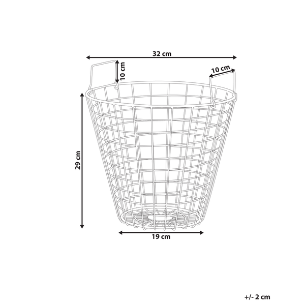 Drahtkorb mit den Maßen 32 cm Breite, 29 cm Höhe und 19 cm Tiefe
