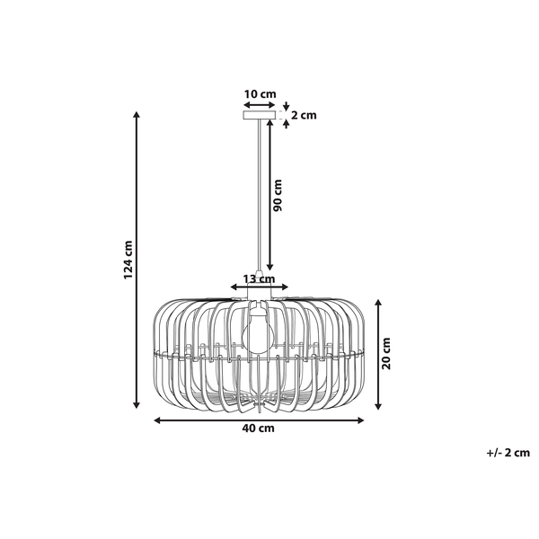 Hängeleuchte heller Holzfarbton / schwarz Trommelform SOUS