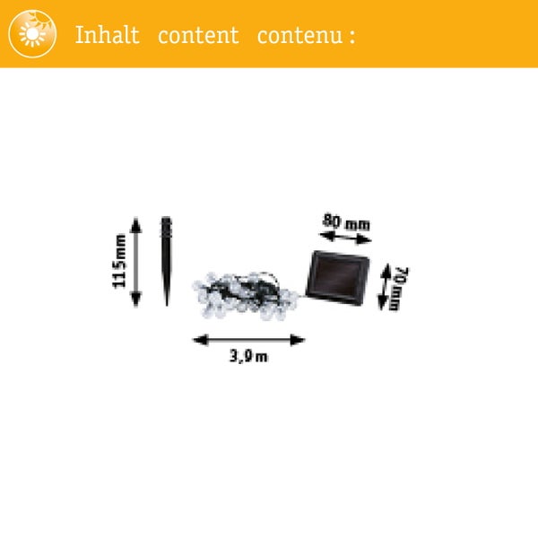 Solar LED Lichterkette Soala IP44 3000K 30x3lm Schwarz