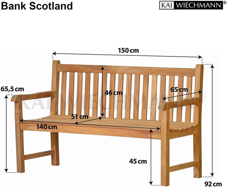 Teak Gartenbank 150 cm Holzbank massiv 3-Sitzer