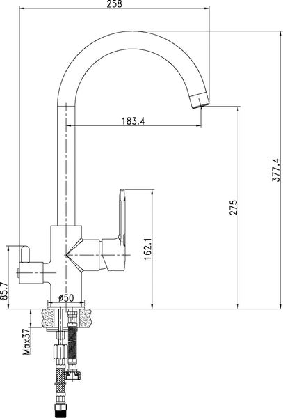 'aquaSu® Spültischarmatur Rego mit Geräteanschluss, Wasserspar-Mischdüse, Kosten-sparende Kaltwassermittelstellung, hoher Auslauf, Keramikkartusche, Messingkern, verchromt, 797122