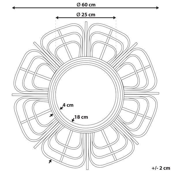 Wandspiegel PASAKU 60 cm 60 cm Rattan Naturfarben