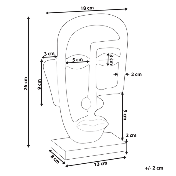 Maße der Deko Figur Gesicht