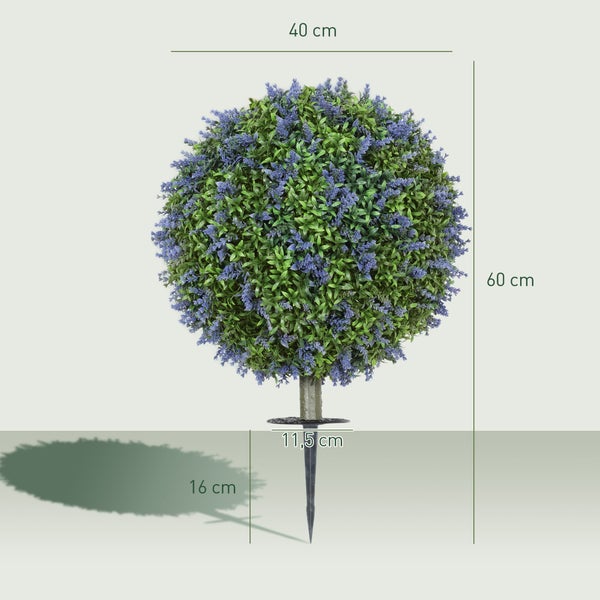 HOMCOM 2er-Set Künstlicher Lavendel 60 cm künstliche Pflanzen mit UV Schutz Kunstpflanze wie echt mit Bodenpfählen für Schlafzimmer Wohnzimmer Büro Garten moderne Dekoration
