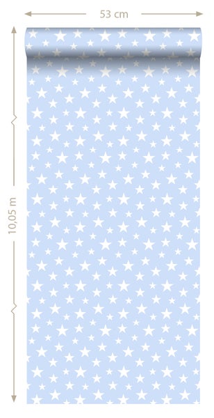 ESTAhome Tapete kleine Sterne Hellblau - 53 cm x 10.05 m - 138729