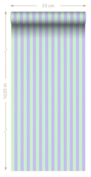 ESTAhome Tapete Streifen Lila und Grün - 50 x 900 cm - 131568
