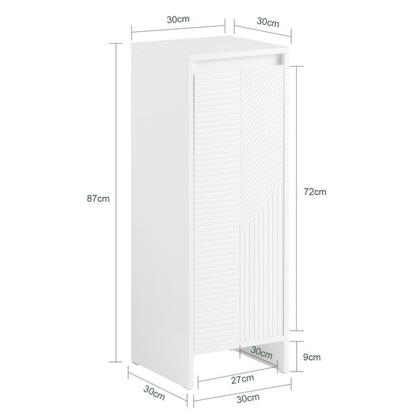 Weißer Badezimmerschrank mit den Maßen 30 x 30 x 87 Zentimeter