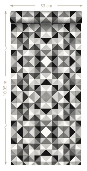 Origin Wallcoverings Tapete kubistisches Muster Schwarz und Weiß - 53 cm x 10.05 m - 346913