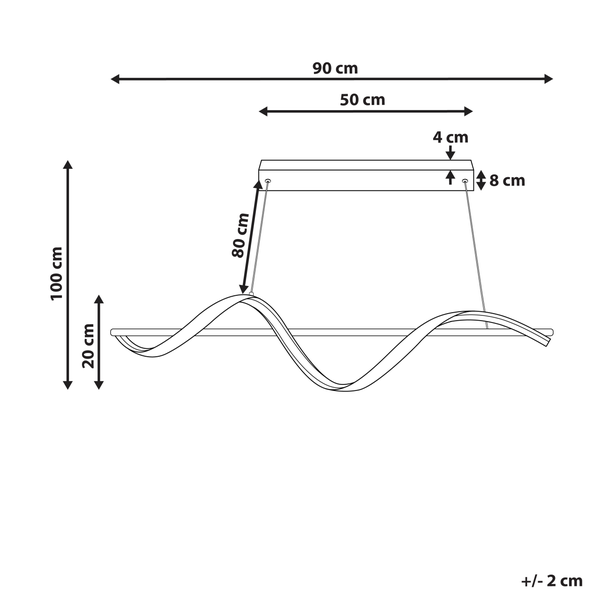 Abmessungen einer Pendelleuchte: 90 cm breit, 100 cm hoch