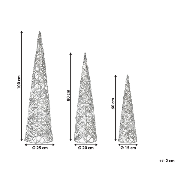 Dekobaum Set mit Höhen von 100 cm, 80 cm und 60 cm