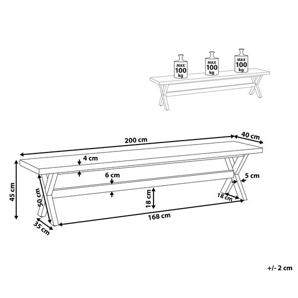 Gartenbank OLBIA 200 cm Beton Weiß