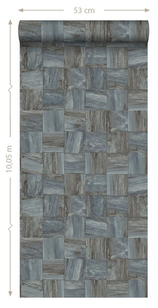 Origin Wallcoverings Tapete quadratische Holzstücke Hellgrau - 53 cm x 10.05 m - 347514