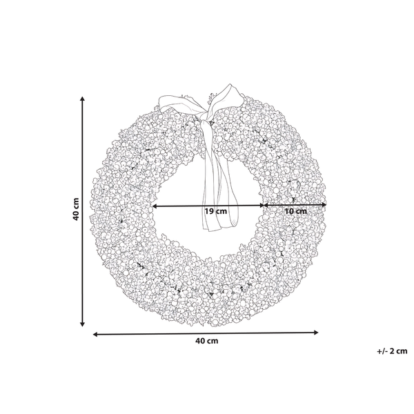 Abmessungen eines Kranzes mit Schleife, Durchmesser 40 Zentimeter